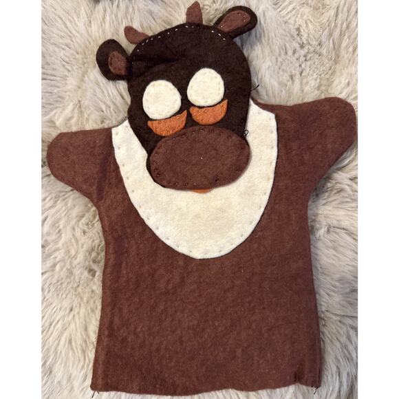 Vintage Felt Hand & Finger Puppet Lot – Hippo, Cow, Animals, Handmade - Picture 3 of 6